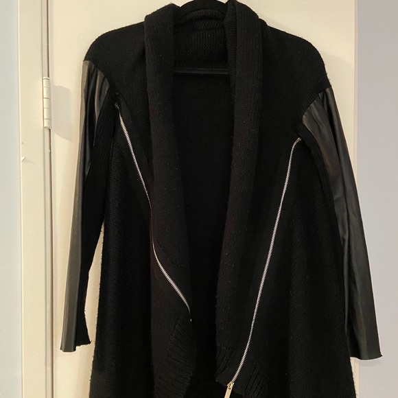 SOLD Nasty Gal Black Multimedia Coat - Zippered - Picture 3 of 4